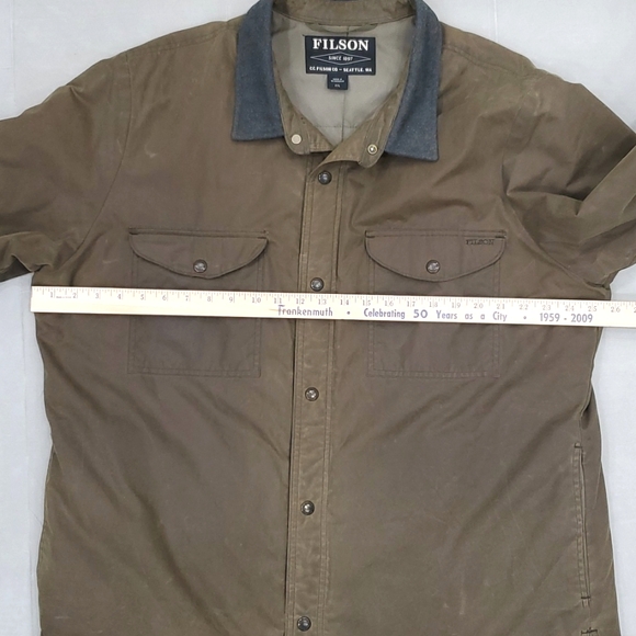 Filson waxed jacket men's XXL otter green quilt lining wool collar personalized - Picture 8 of 16